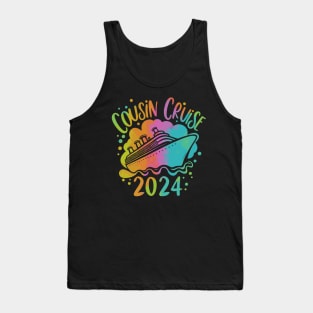 Funny Cousin Cruise 2024 Family Matching Reunion Rainbow Tank Top